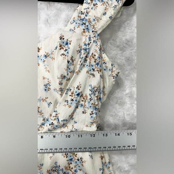 Old Navy Womens M Cream & Blue Floral Print Mini Fit & Flare Sleeveless Sundress - Picture 8 of 8